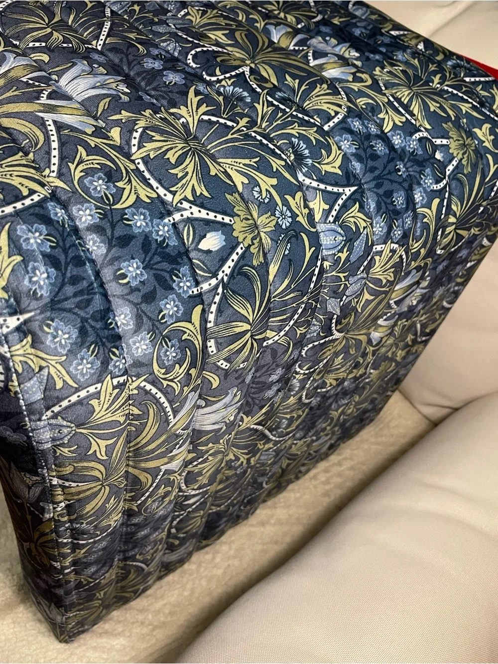 Blue Floral Upholstered Accent Stool ottoman by William Morris and Co viral FIRM